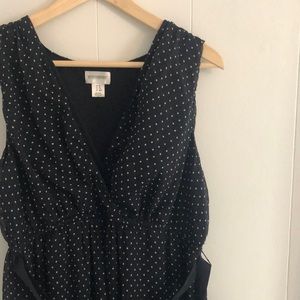 Motherhood Maternity Polkadot Maxi Dress with Tie at Waist